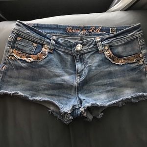 Sequin Jean shorts
